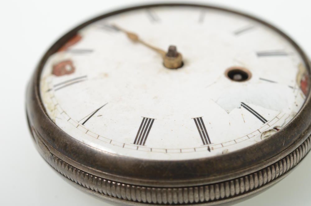 Antique English Sterling Silver Chain Drive Pocket Watch