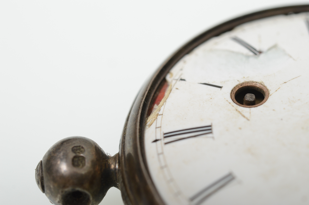 Antique English Sterling Silver Chain Drive Pocket Watch