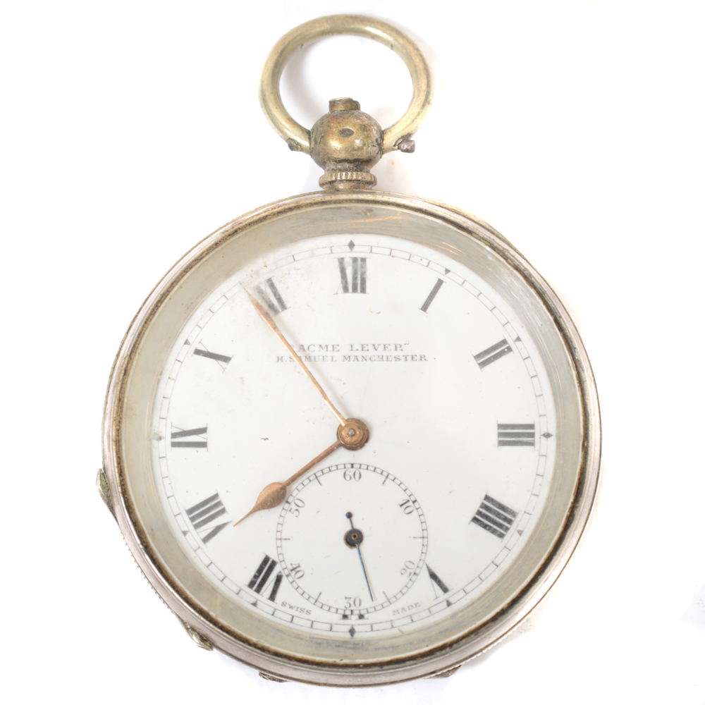 Antique Sterling Silver H. Samuel Manchester Pocket Watch