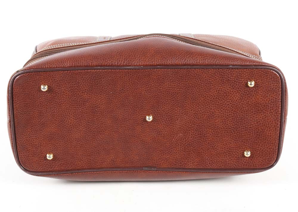 La Tour Eiffel Brown Pebbled Leather Overnight Duffle Bag