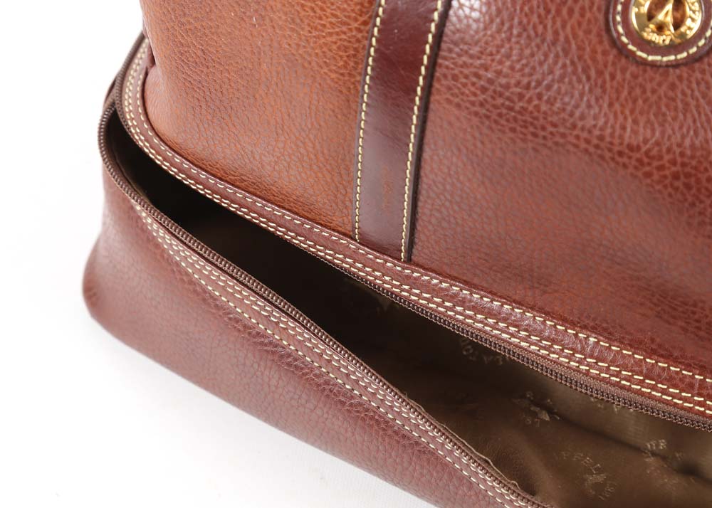 La Tour Eiffel Brown Pebbled Leather Overnight Duffle Bag