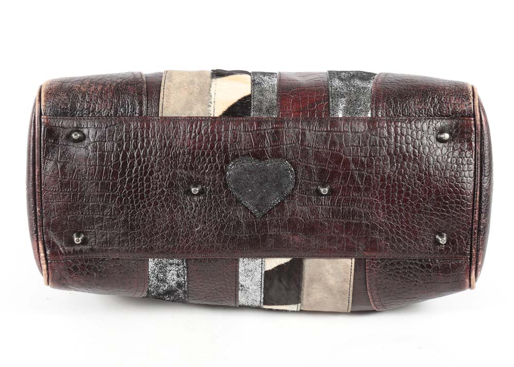 Beverly Feldman Patchwork Leather and Dyed Calf Hair Handbag