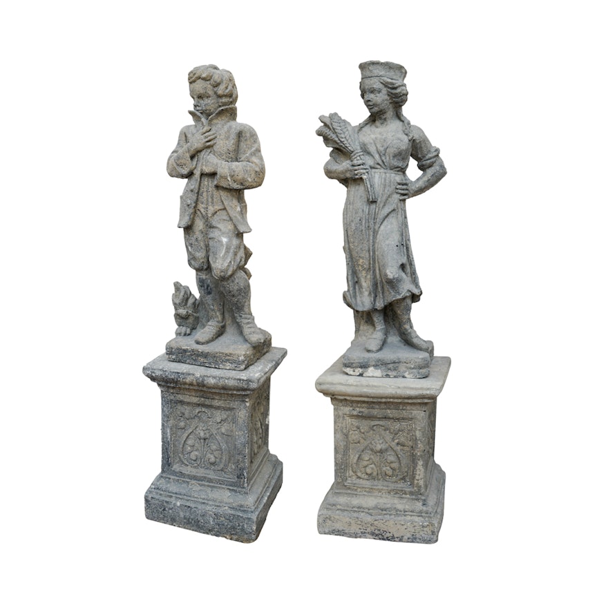 Pair of Cast Stone Statues
