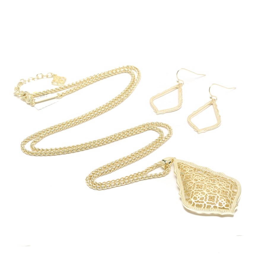 Kendra Scott Costume Jewelry Including "Aiden" Necklace and "Sophia" Earrings