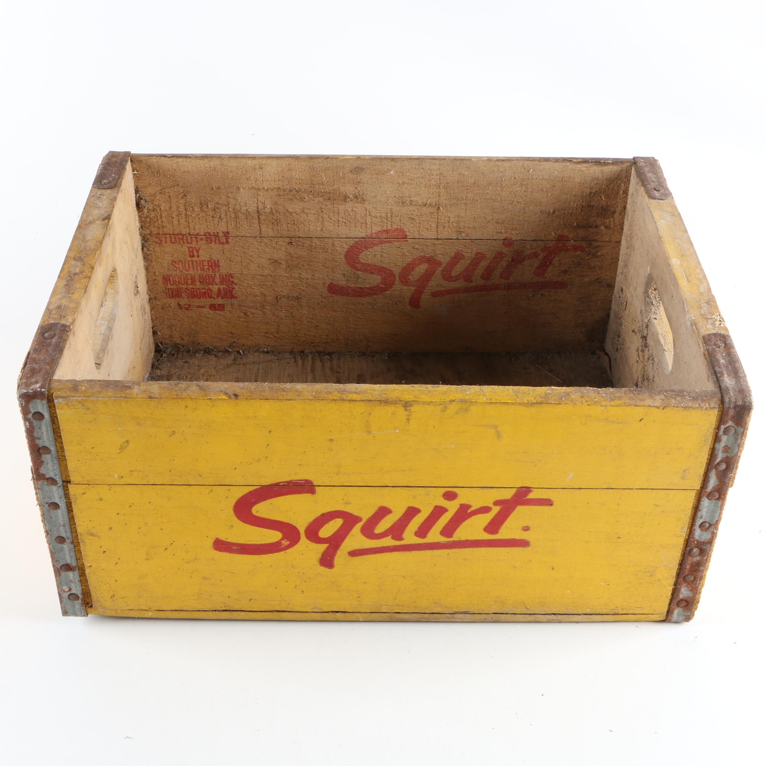 Vintage Squirt Soda Wood Crate