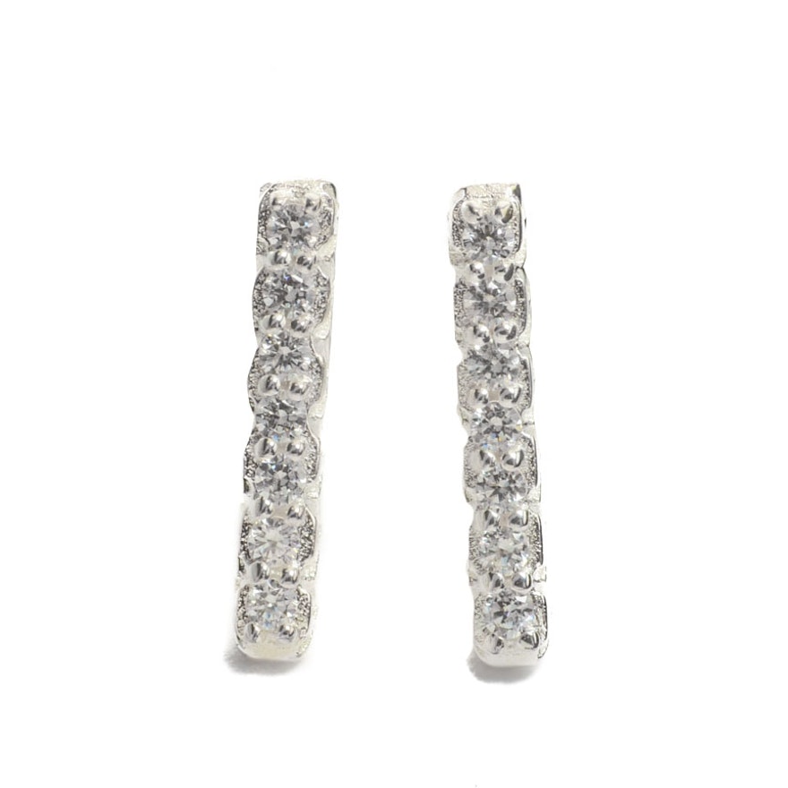 Pair of Chamilia Sterling Silver Crystal Seven Day Vertical Bar Earrings