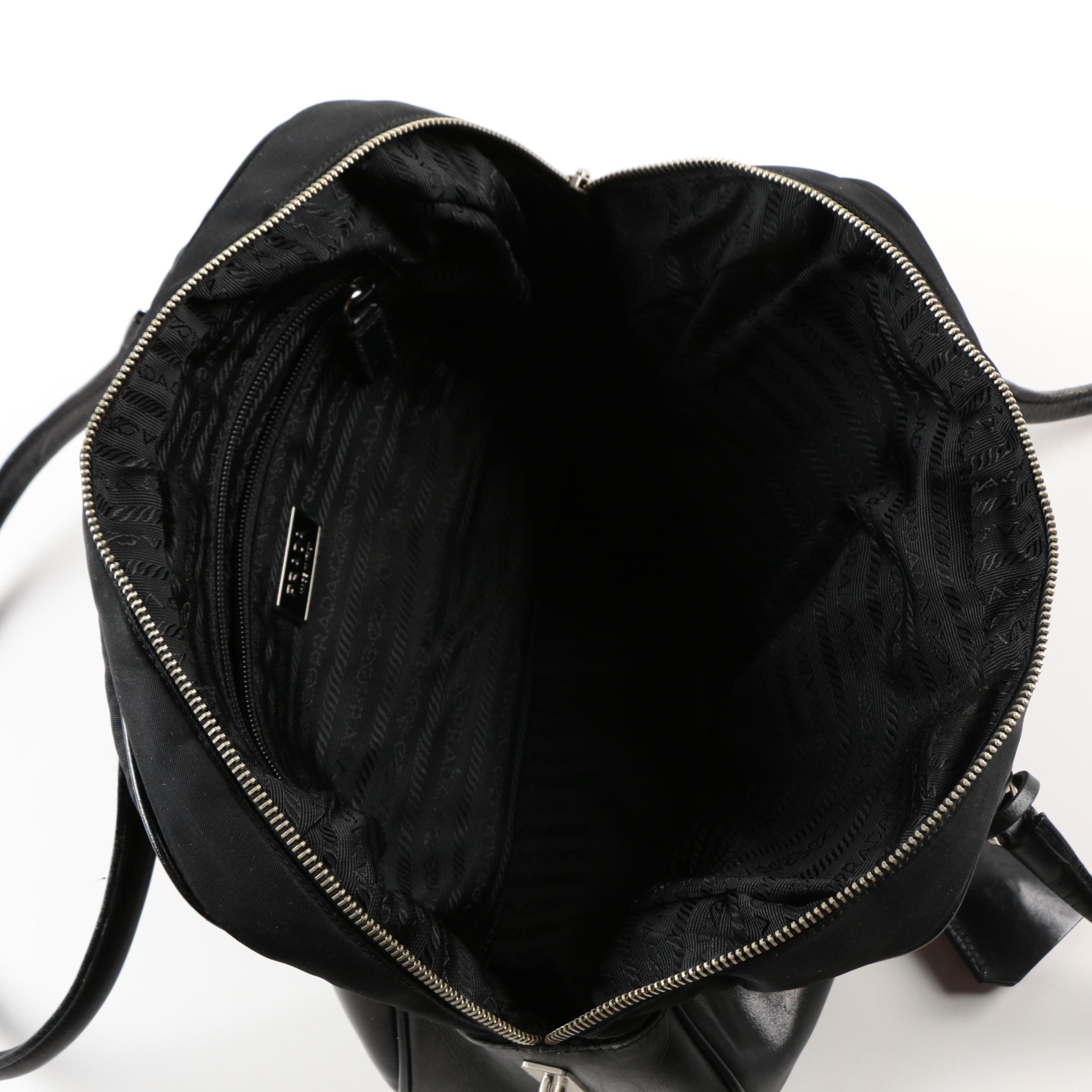 Prada Black Nylon and Leather Handbag