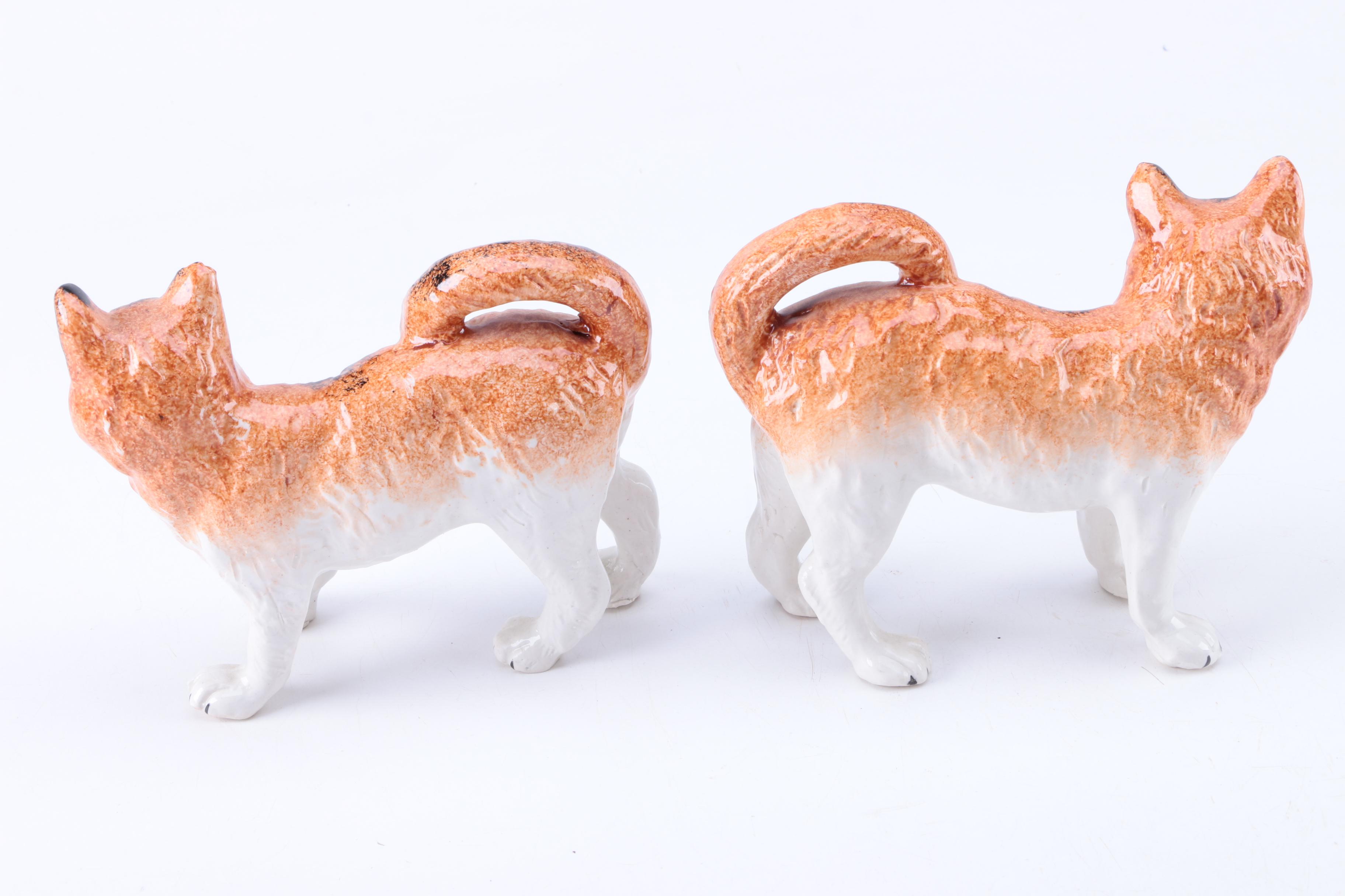 Pair of Old Staffordshire Ware Cat Figurines
