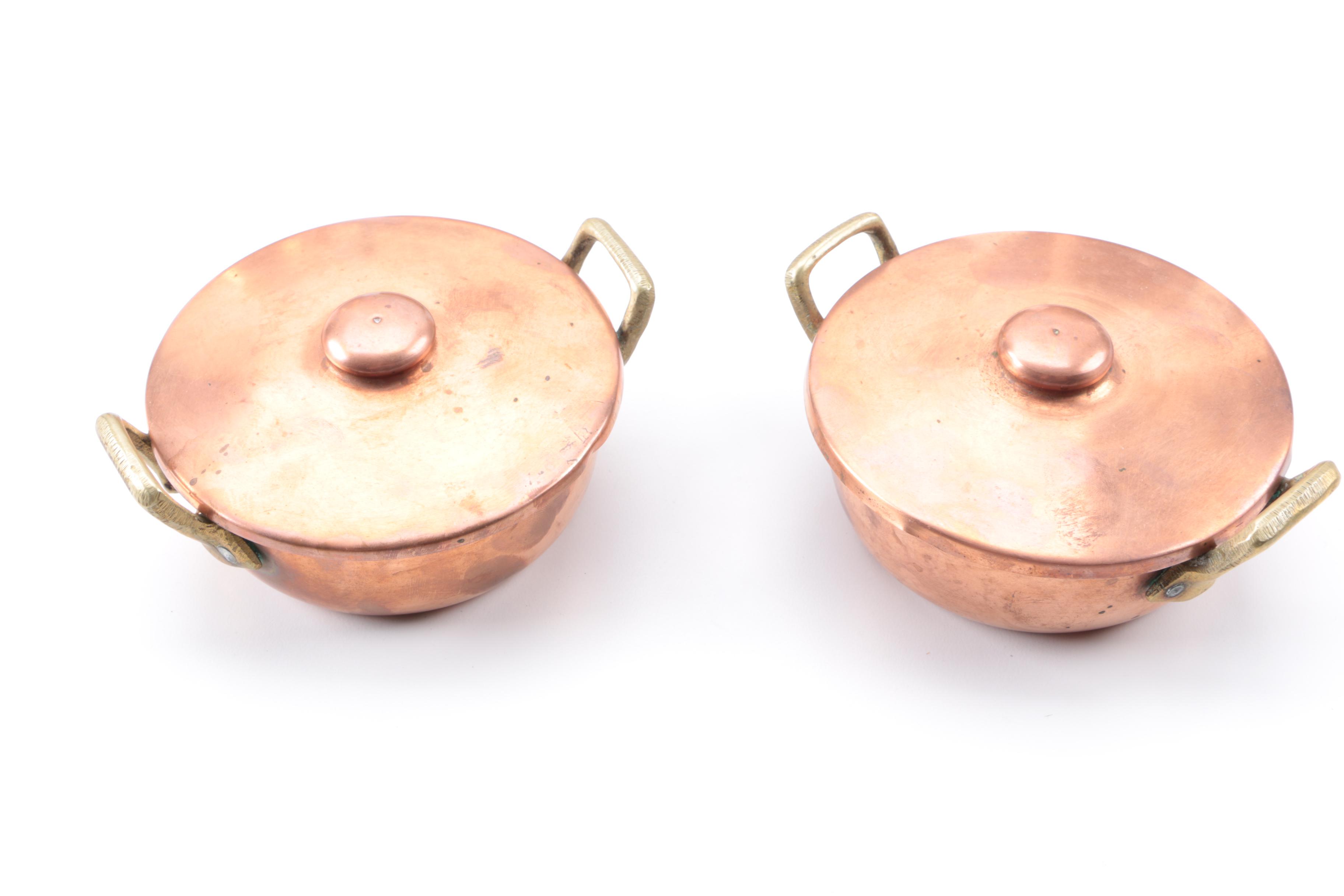 Assortment of Vintage Copper Cookware and Serveware