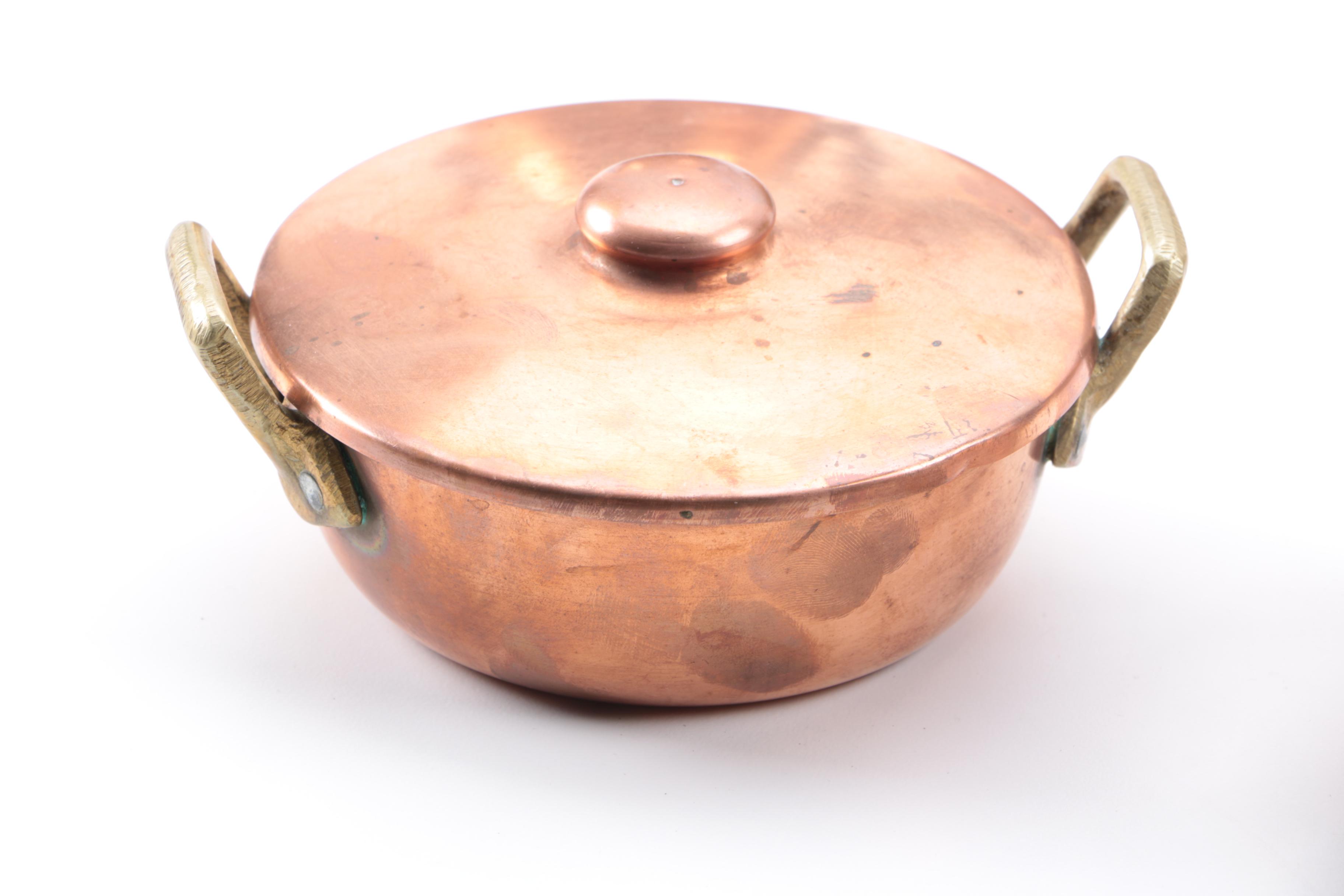 Assortment of Vintage Copper Cookware and Serveware
