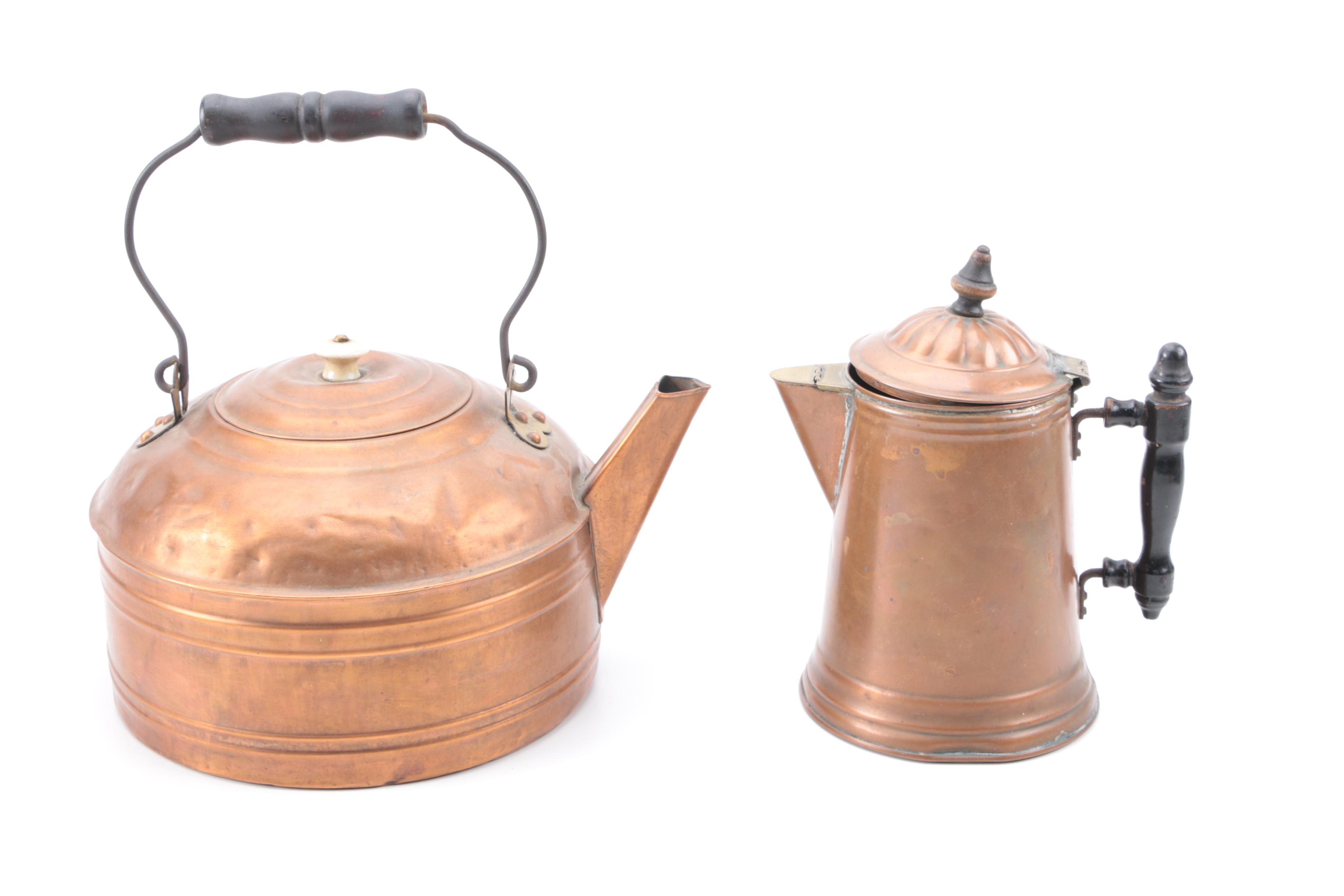 Assortment of Vintage Copper Cookware and Serveware