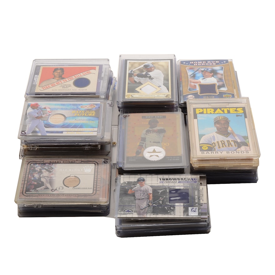 Large Collection Of Jersey/Bat Relic Cards