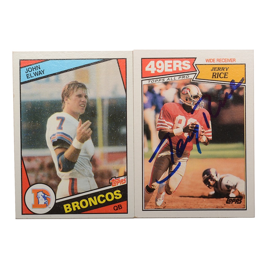John Elway Rookie Card and Jerry Rice Signed Card