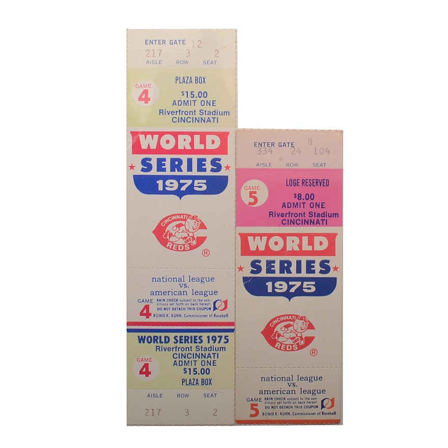 Pair Of Authentic 1975 World Series Tickets, One Complete