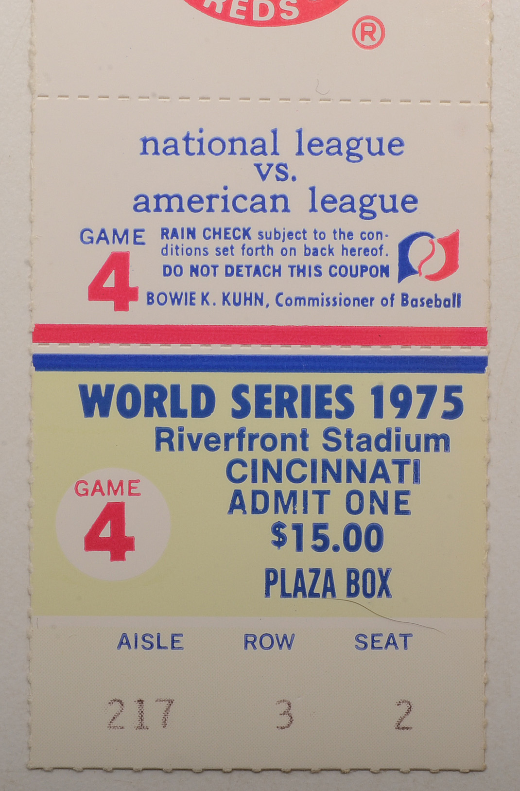Pair Of Authentic 1975 World Series Tickets, One Complete