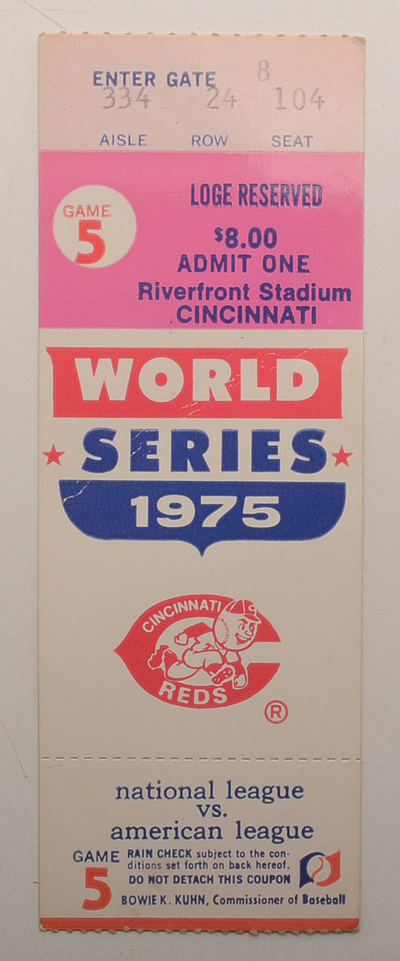 Pair Of Authentic 1975 World Series Tickets, One Complete