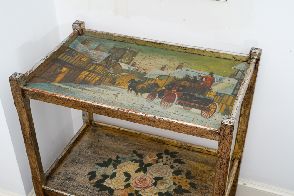 Hand Painted Country Style Rolling Cart