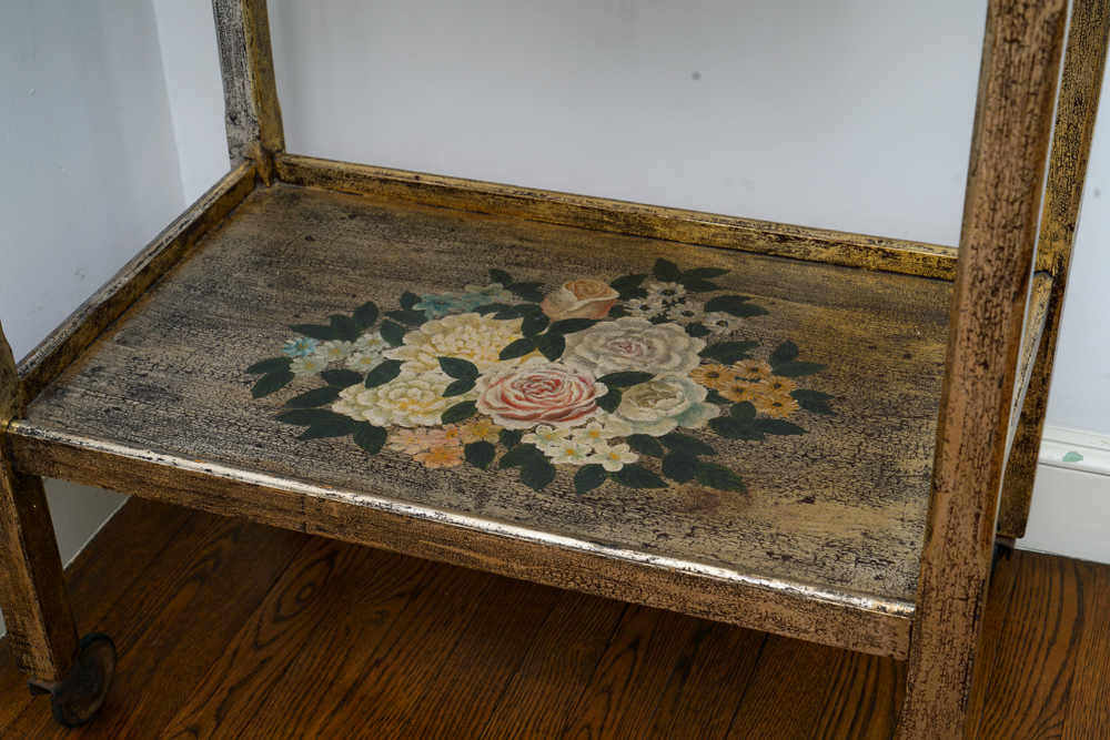 Hand Painted Country Style Rolling Cart