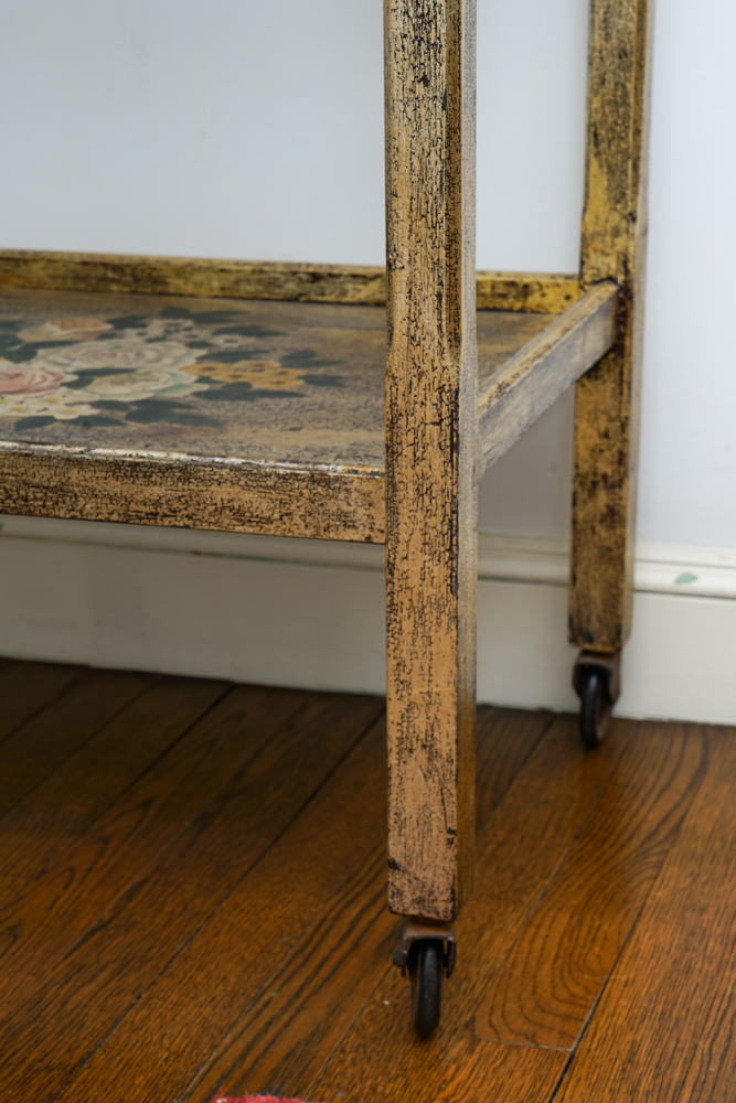 Hand Painted Country Style Rolling Cart
