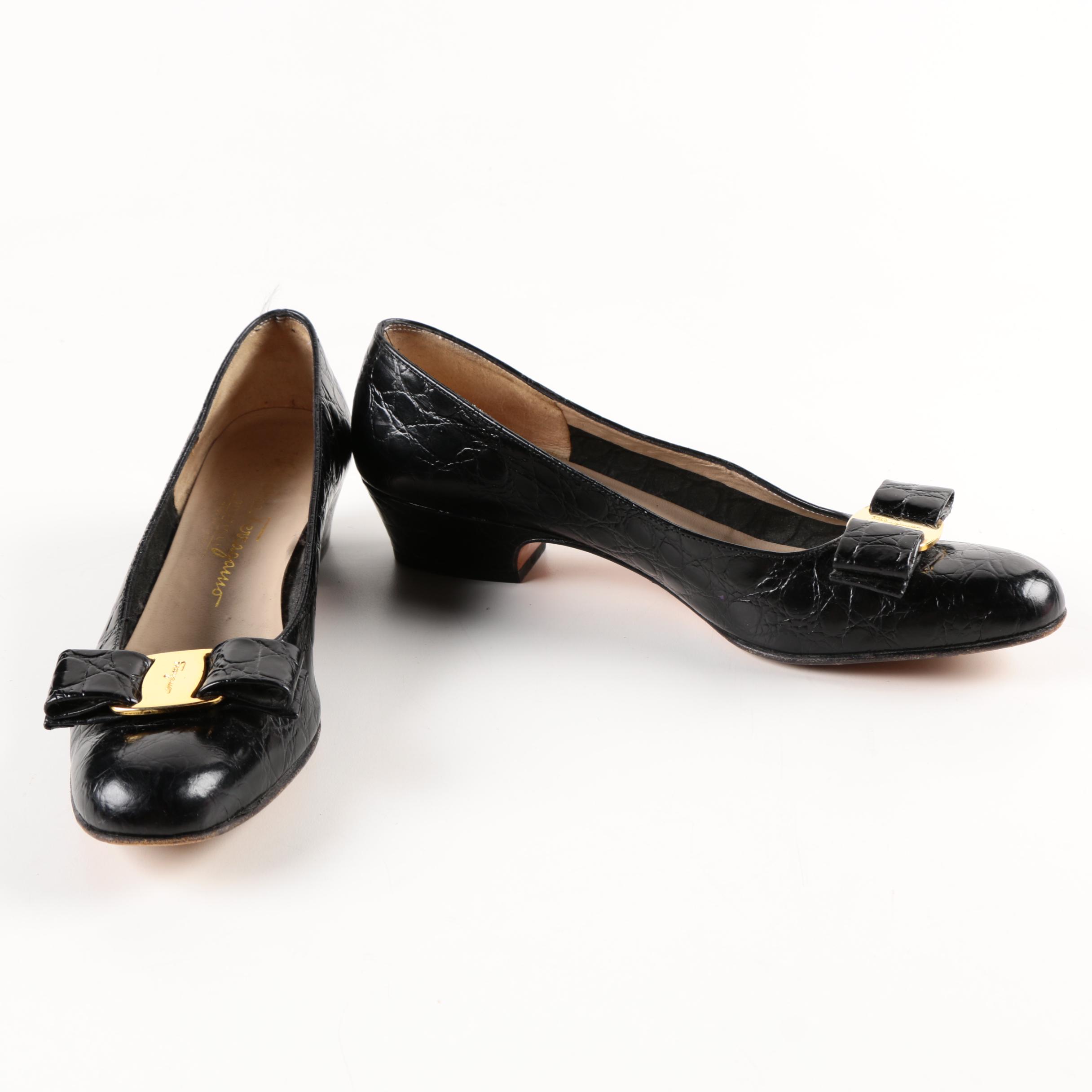 Salvatore Ferragamo Black Leather Pumps