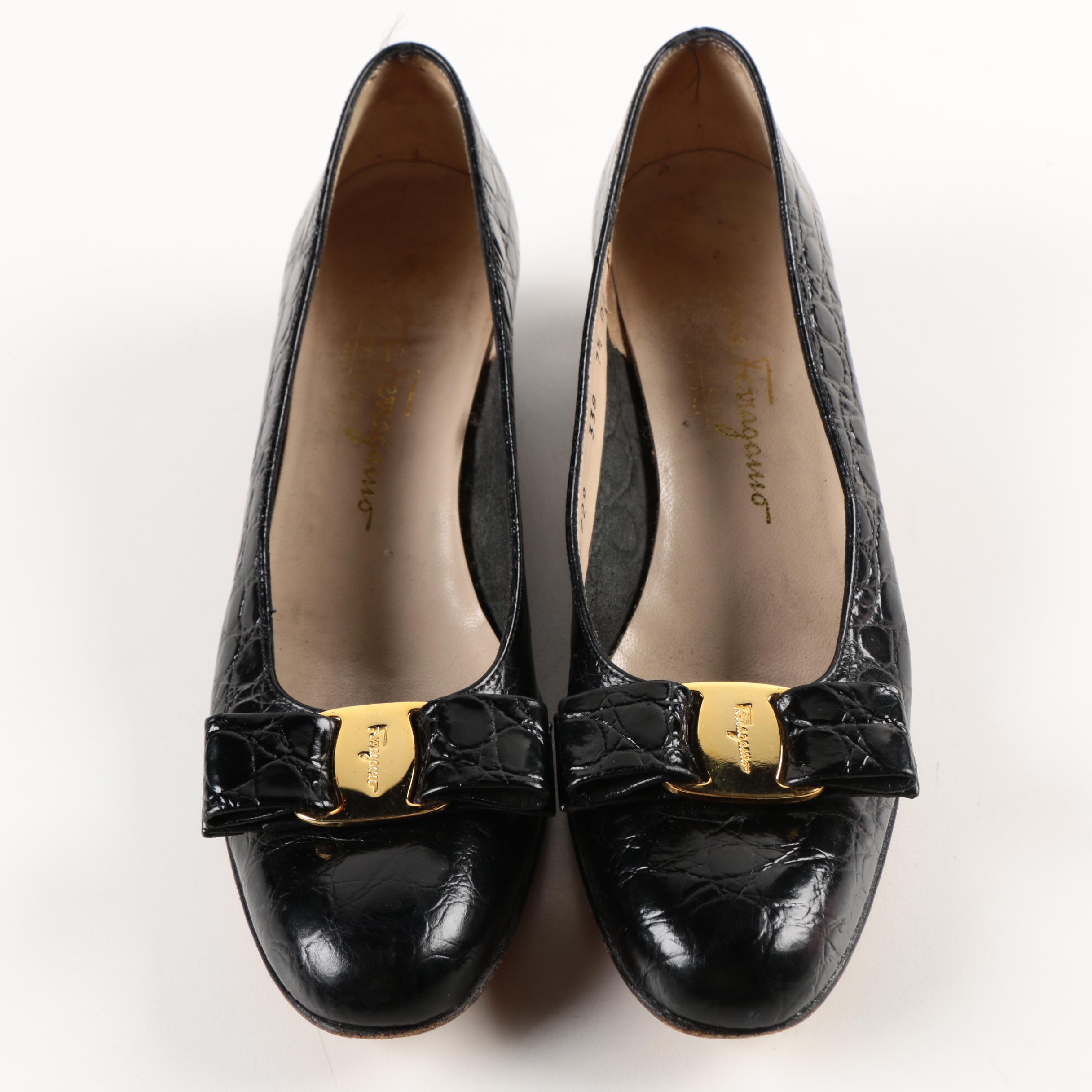 Salvatore Ferragamo Black Leather Pumps
