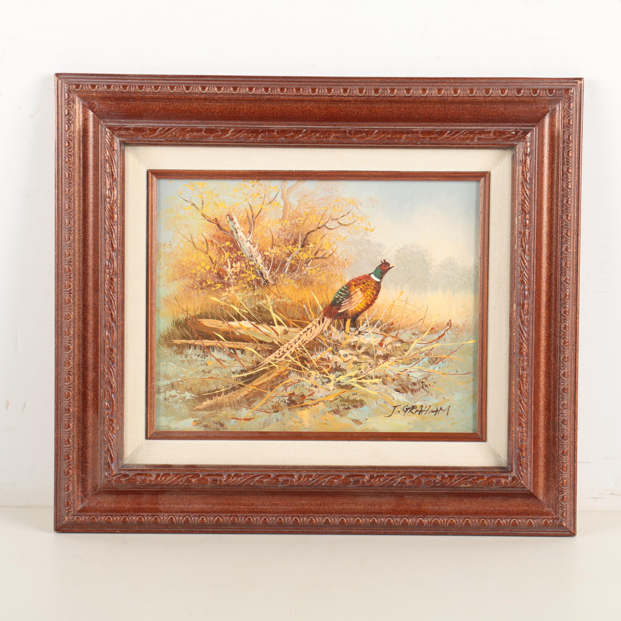 J. Graham Oil Painting of a Pheasant
