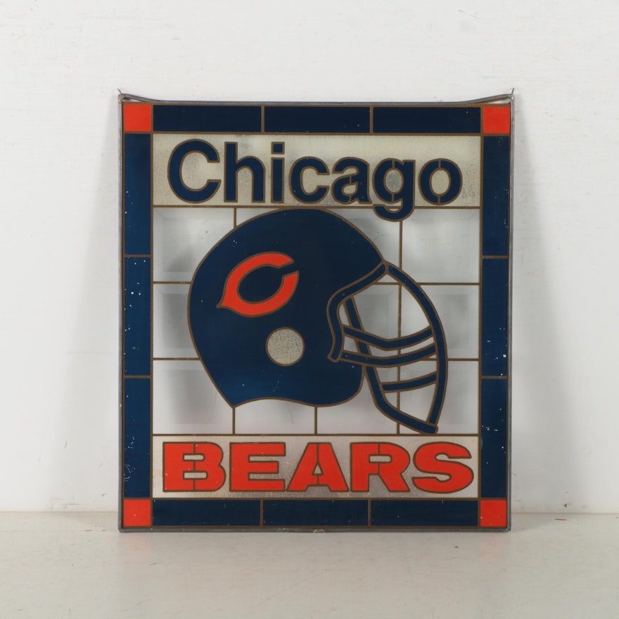 Chicago Bears Painted Glass Panel