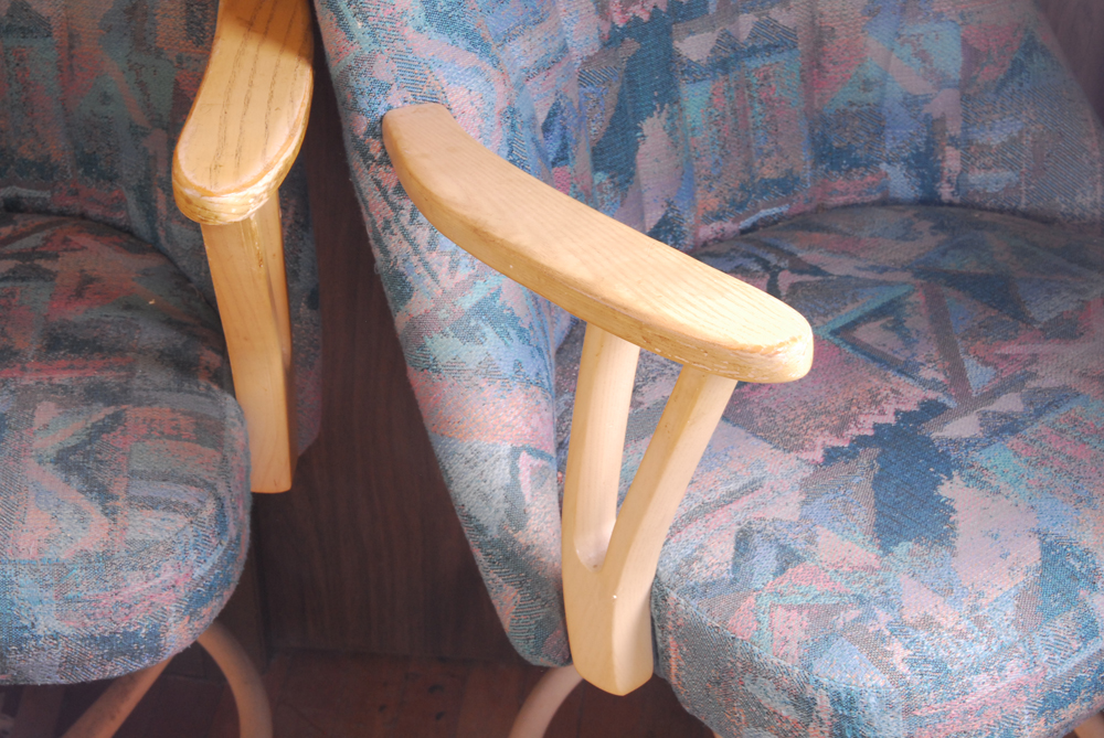 1980s Blond Oak Bar Chairs By Chromcraft