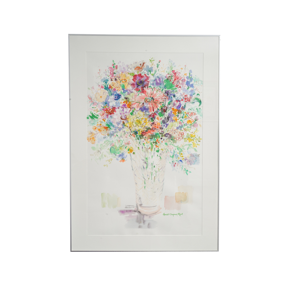 Harriet Chaprack Kapel Watercolor Painting of Flowers