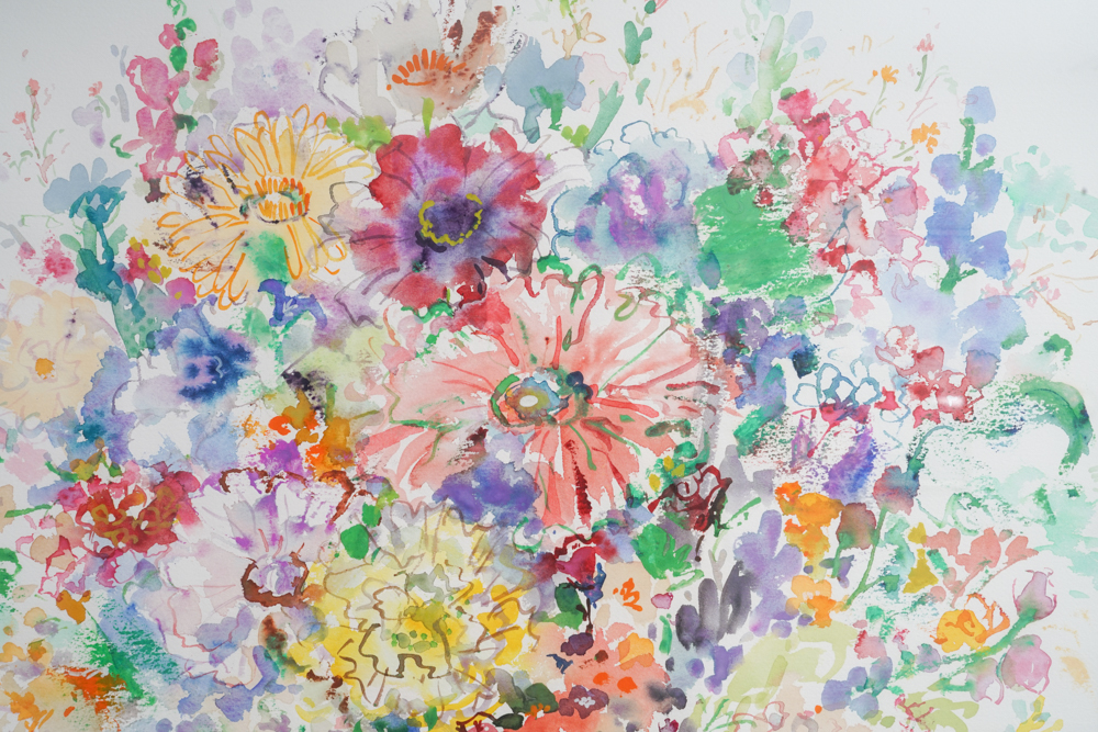 Harriet Chaprack Kapel Watercolor Painting of Flowers