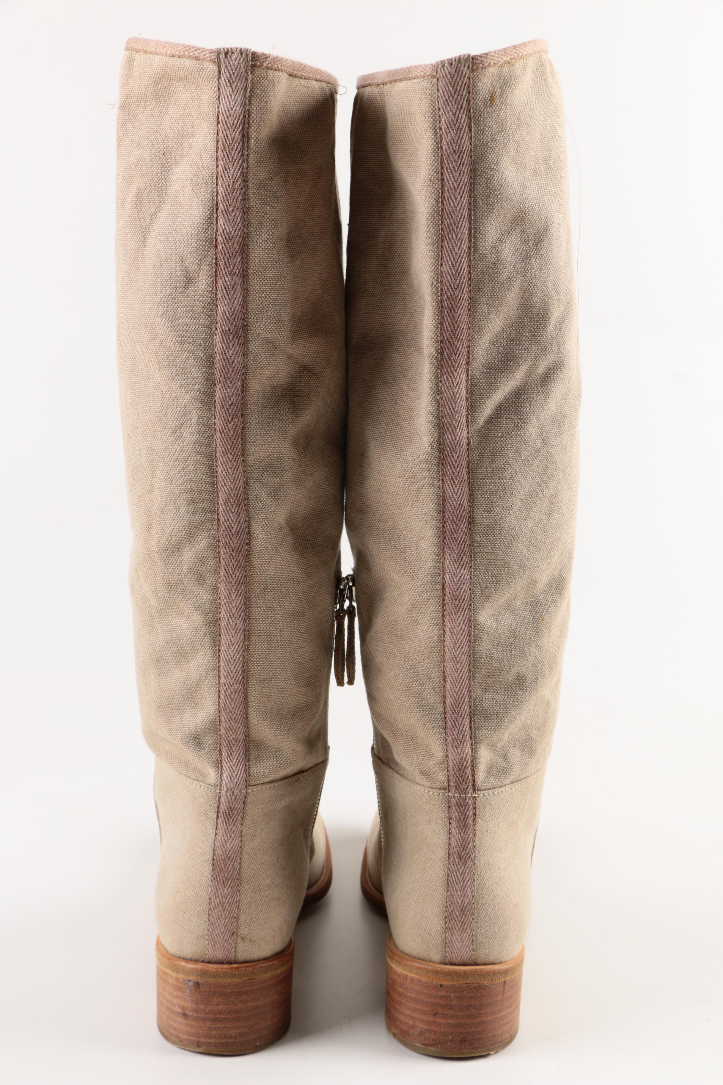 Prada Beige Canvas Boots