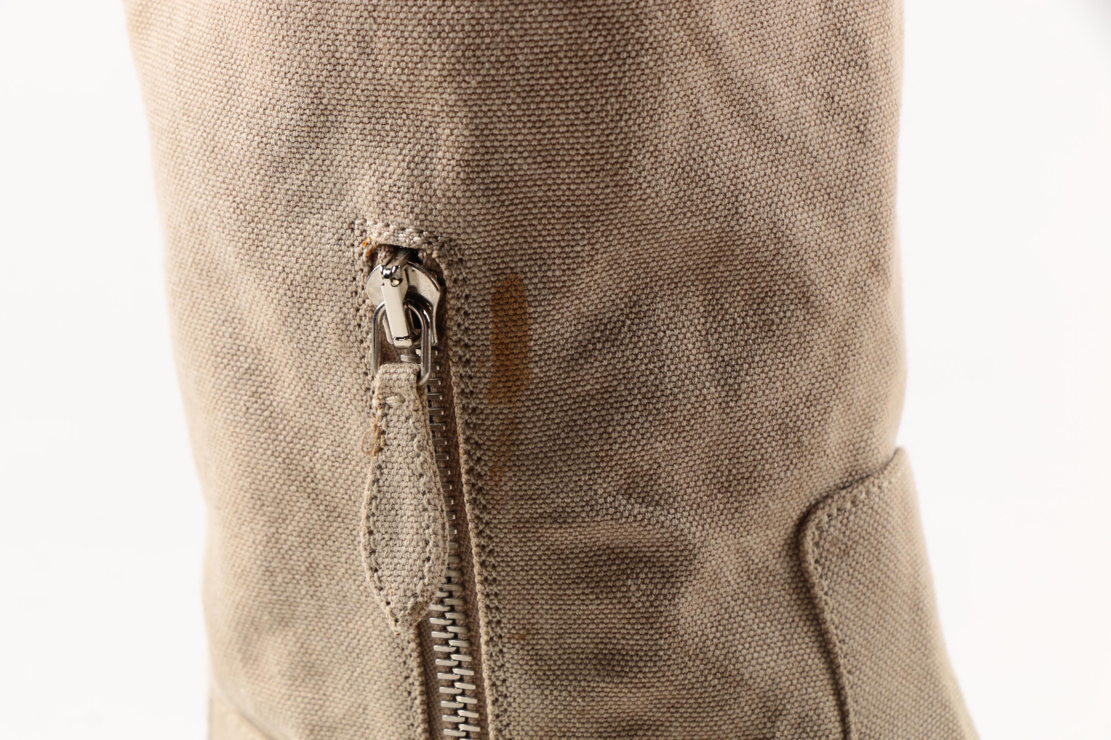 Prada Beige Canvas Boots