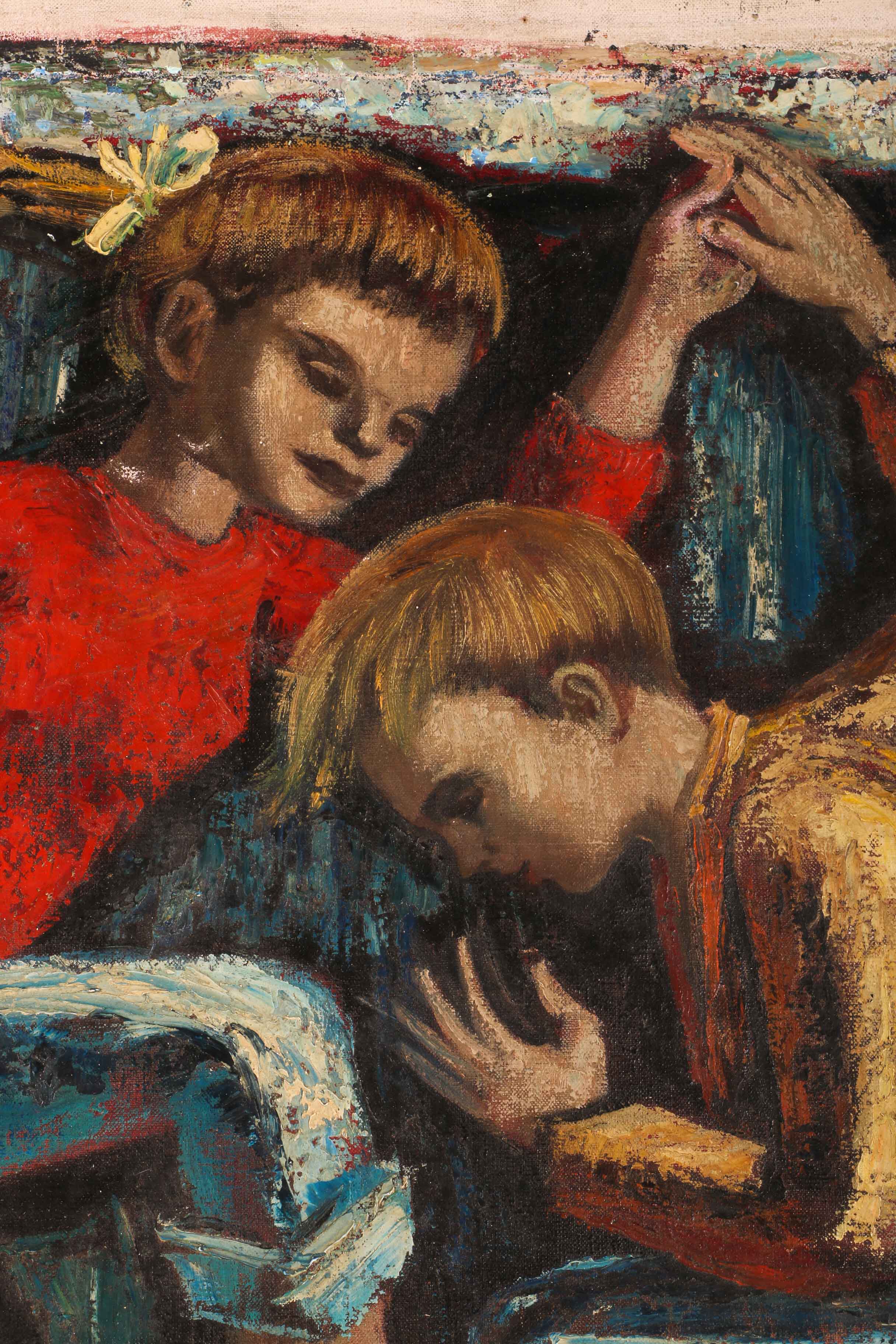 Albert Pels Original Oil Painting on Unstretched Canvas of a Couple Dancing