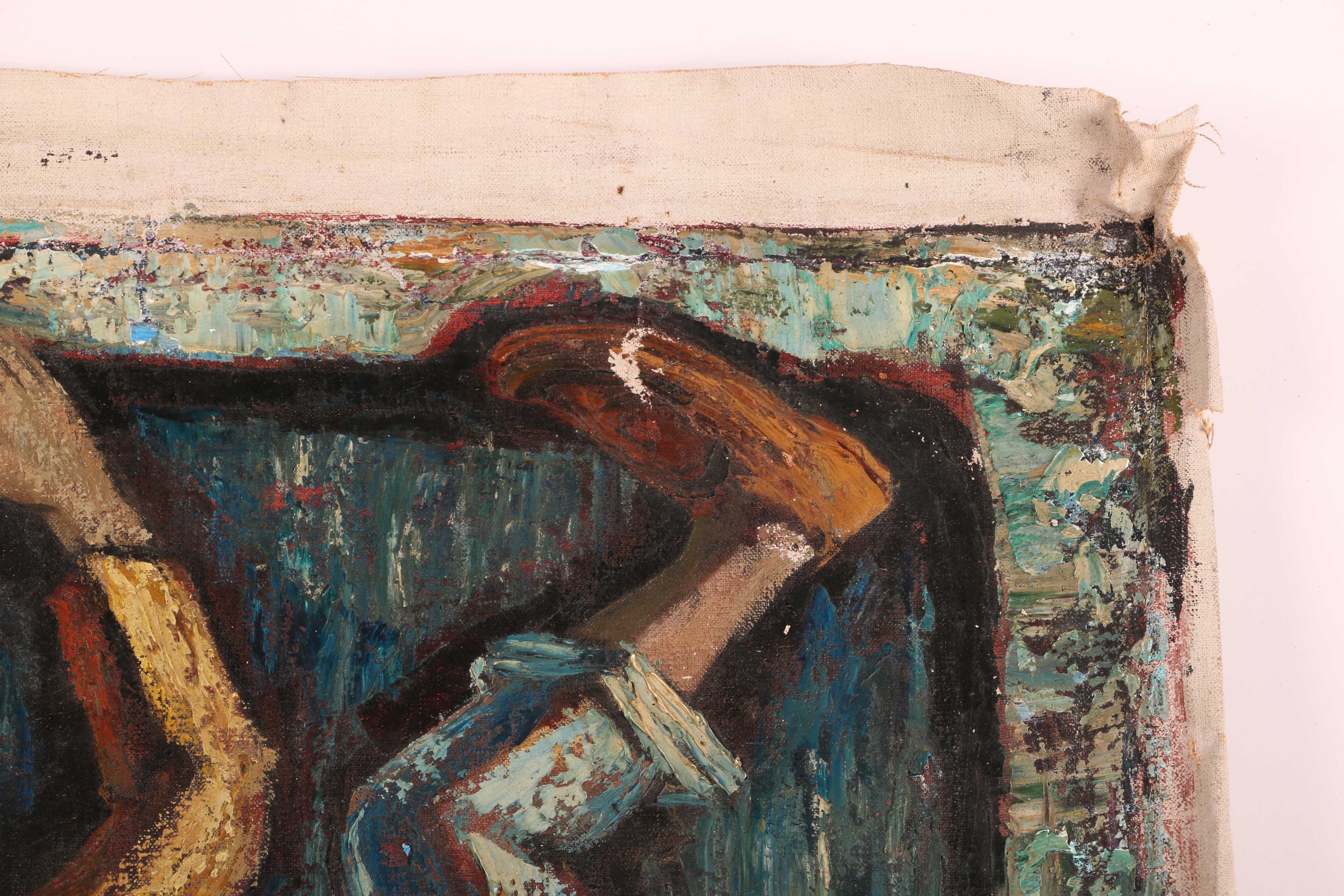 Albert Pels Original Oil Painting on Unstretched Canvas of a Couple Dancing