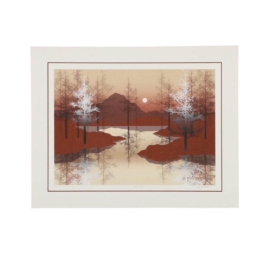 James Hagen Artist's Proof Serigraph Print on Paper "Echo Lake"