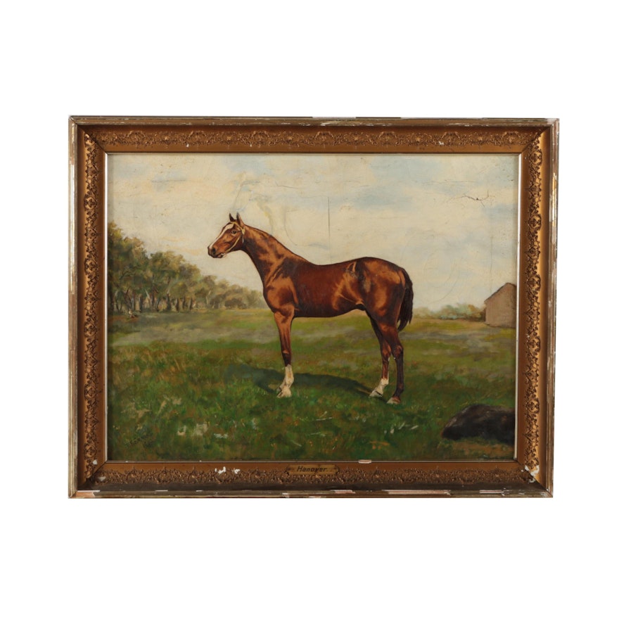 T. F. Emmons Oil Painting of a Thoroughbred "Hanover"
