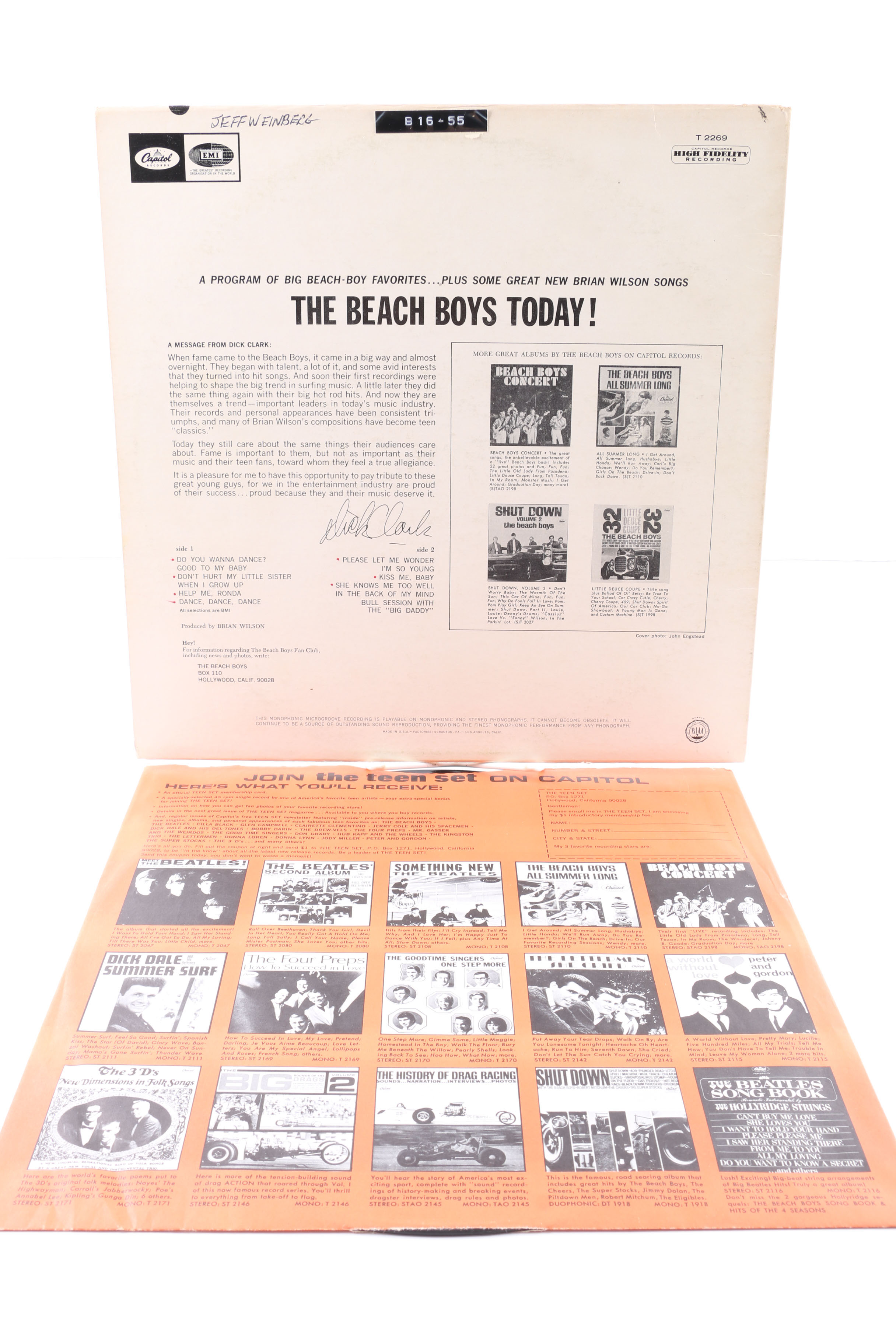 "The Beach Boys Today!" Original US Mono LP with "The Teen Set" Magazine