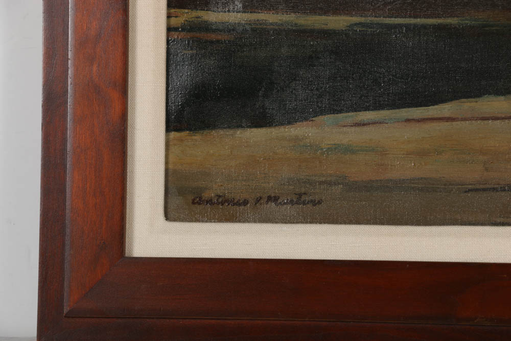 Antonio Martino Oil Painting on Canvas "Seascape - Two Lights"