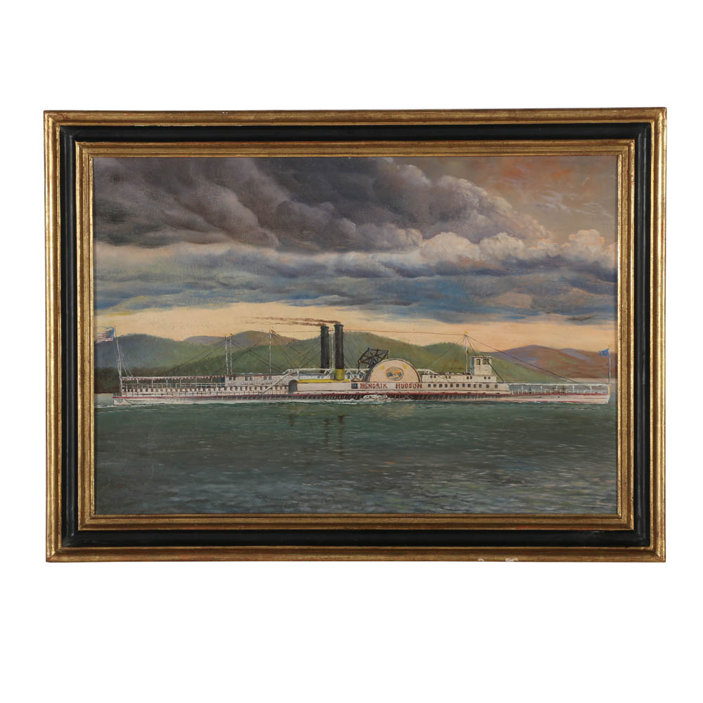 Oil Painting on Board of the Steamboat "Hendrik Hudson"