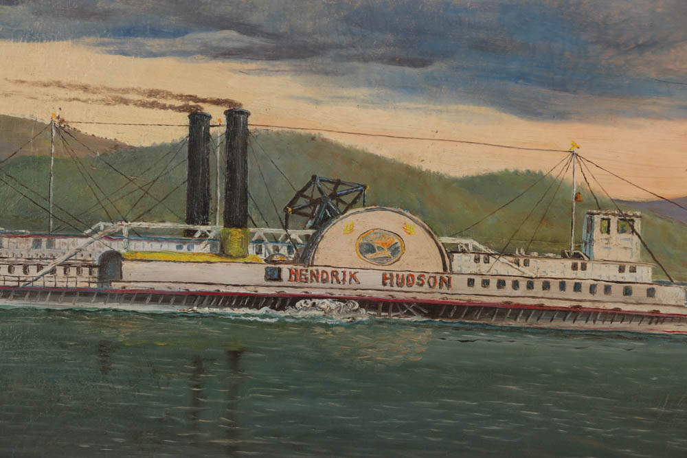 Oil Painting on Board of the Steamboat "Hendrik Hudson"