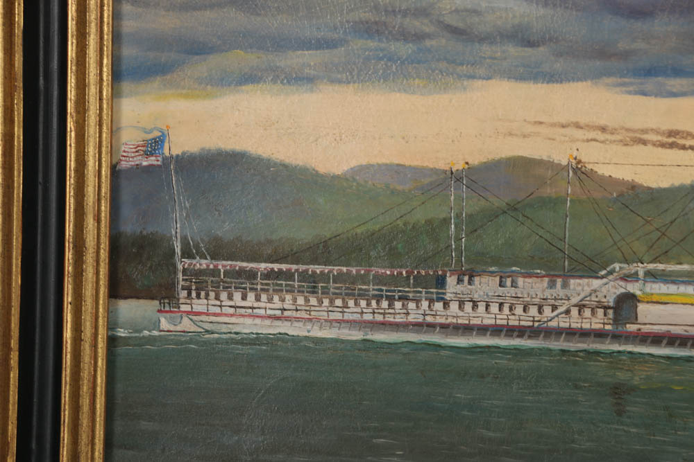 Oil Painting on Board of the Steamboat "Hendrik Hudson"