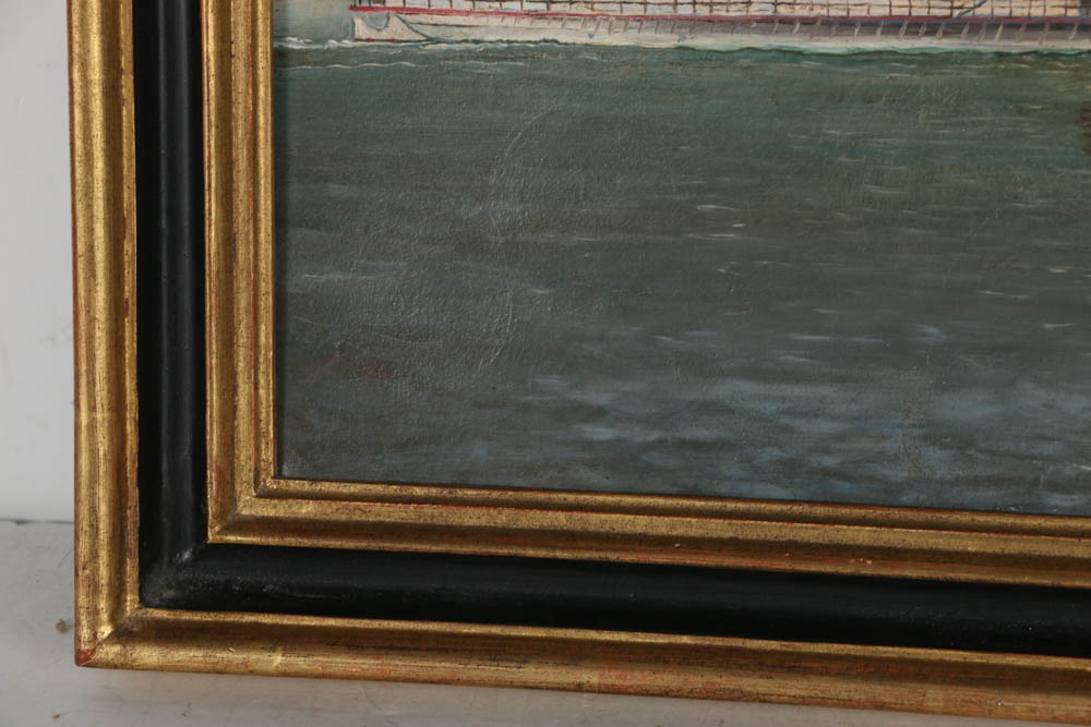 Oil Painting on Board of the Steamboat "Hendrik Hudson"