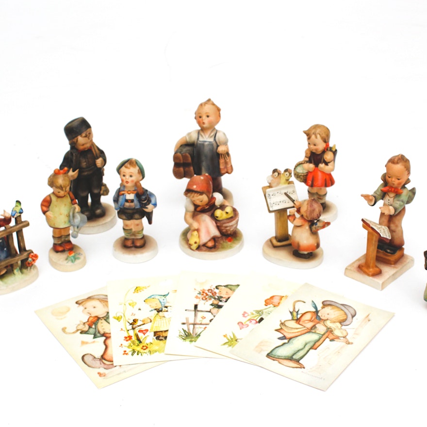 Collection of Vintage Hummel Figurines & Postcards