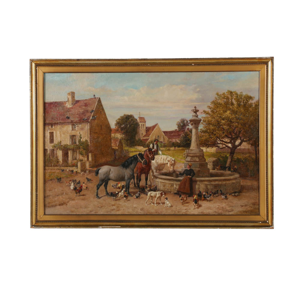 William Baptiste Baird Oil Painting on Canvas "At the Foundation"