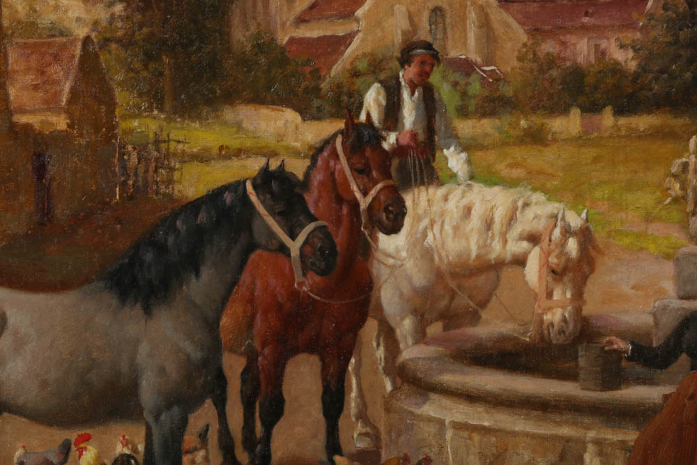 William Baptiste Baird Oil Painting on Canvas "At the Foundation"