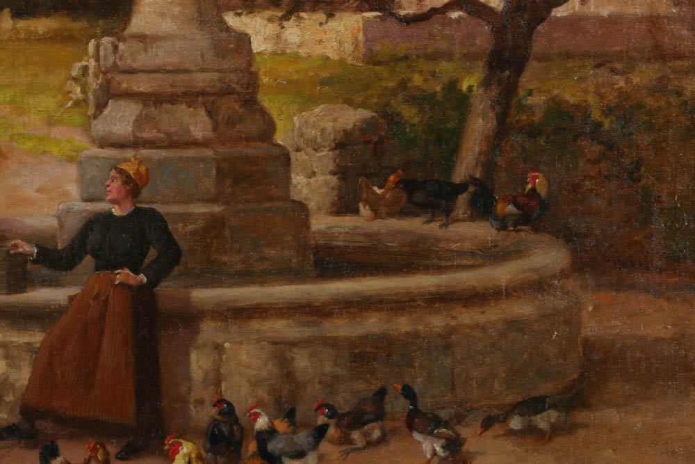 William Baptiste Baird Oil Painting on Canvas "At the Foundation"