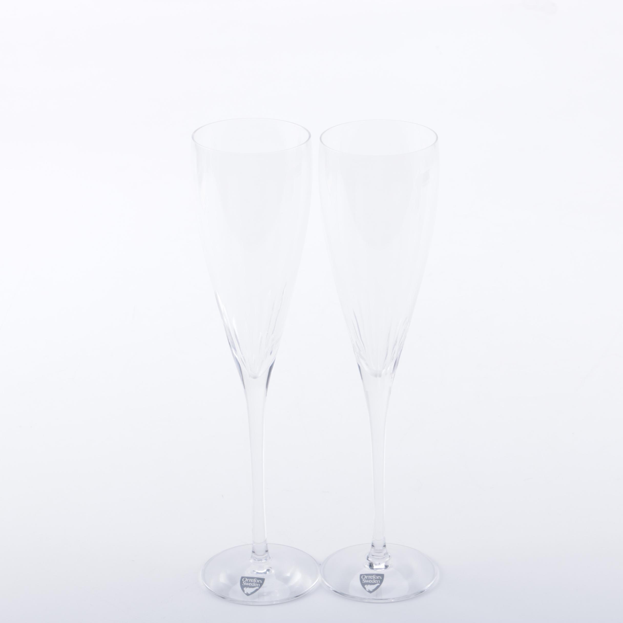 Orrefors "Crescendo" Champagne Flutes