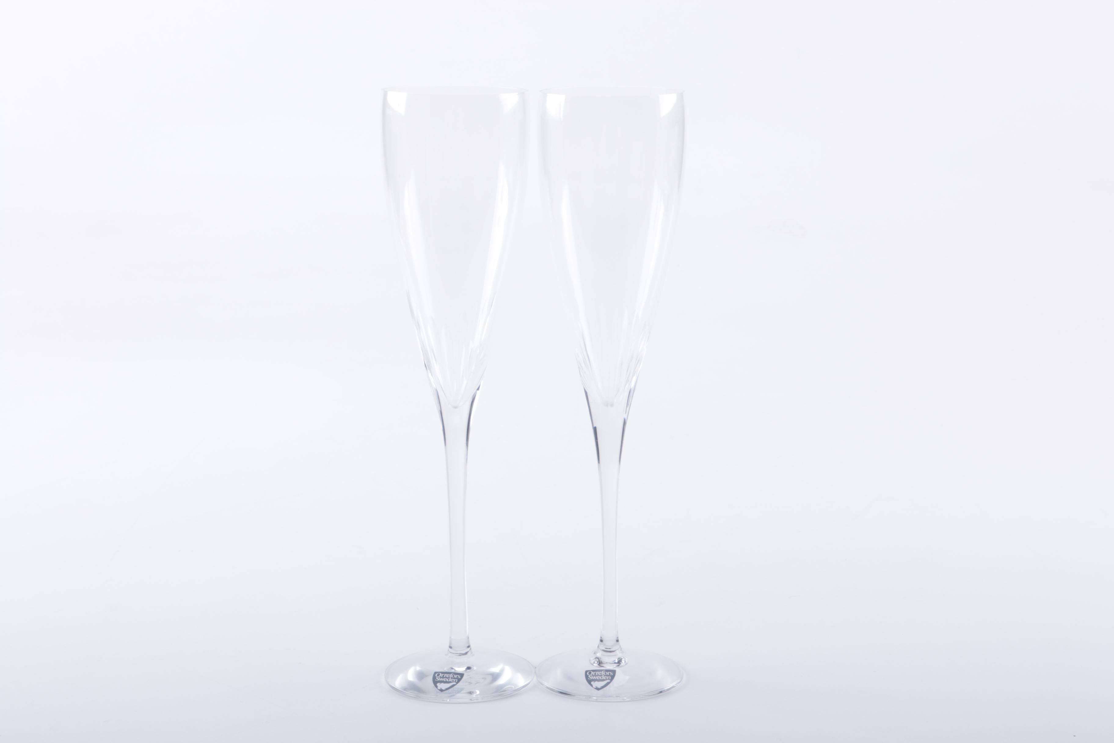 Orrefors "Crescendo" Champagne Flutes