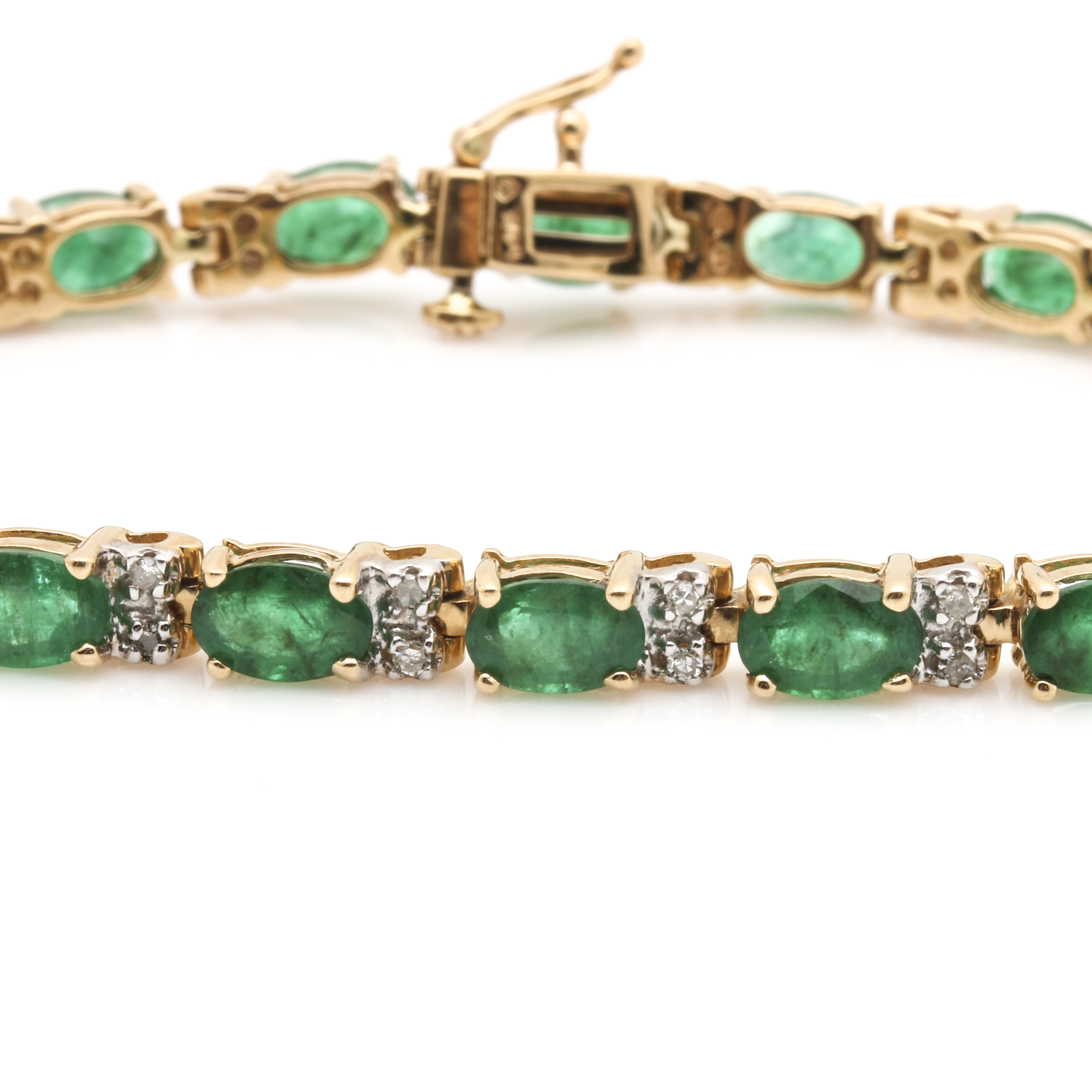 14K Yellow Gold 9.20 CTW Emerald and Diamond Bracelet