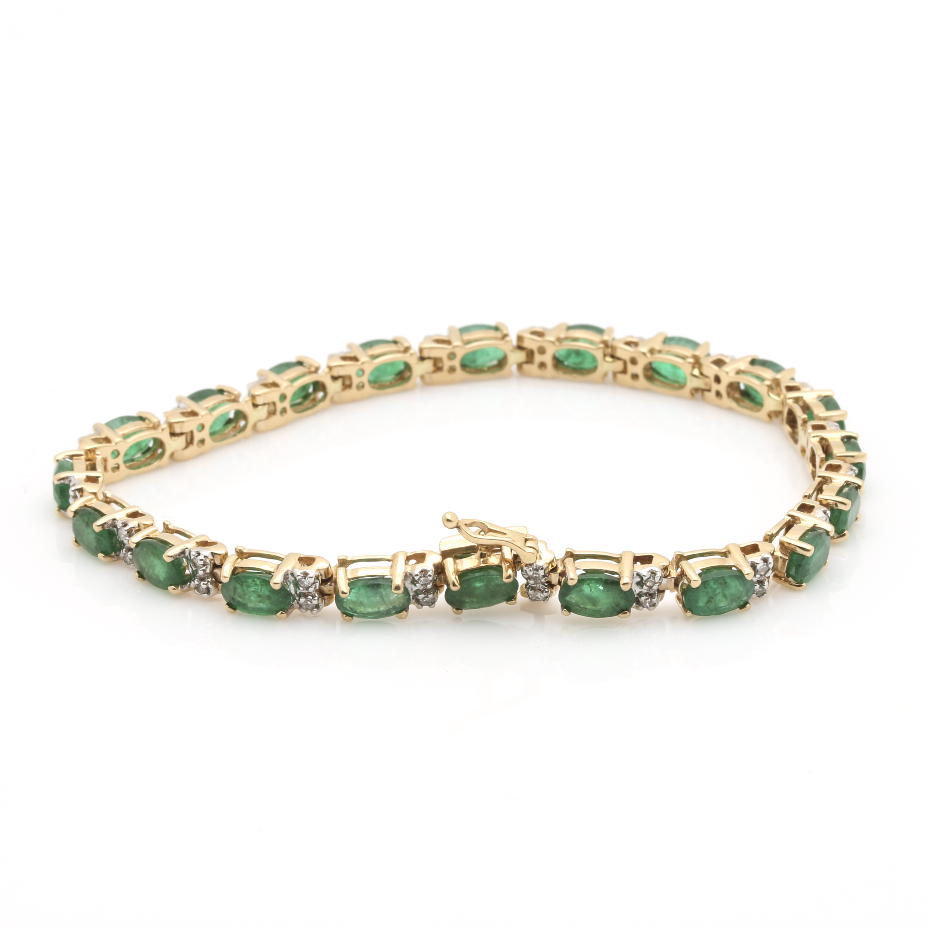 14K Yellow Gold 9.20 CTW Emerald and Diamond Bracelet